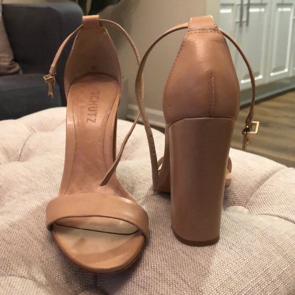 Schutz Nude block heels